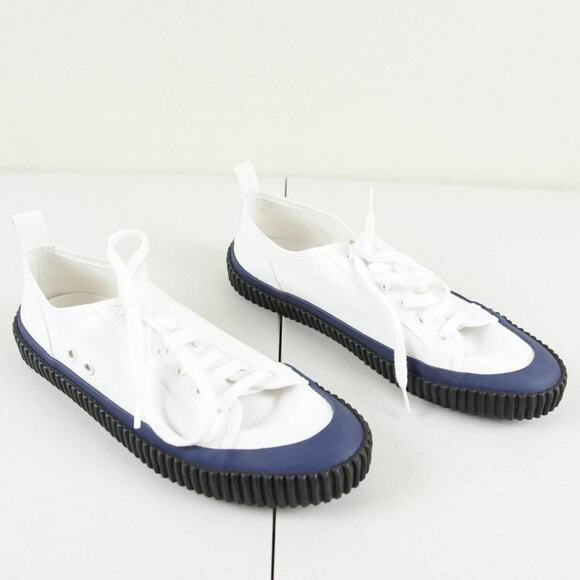 James Perse Low Top Vulcanized White Blue Sneaker